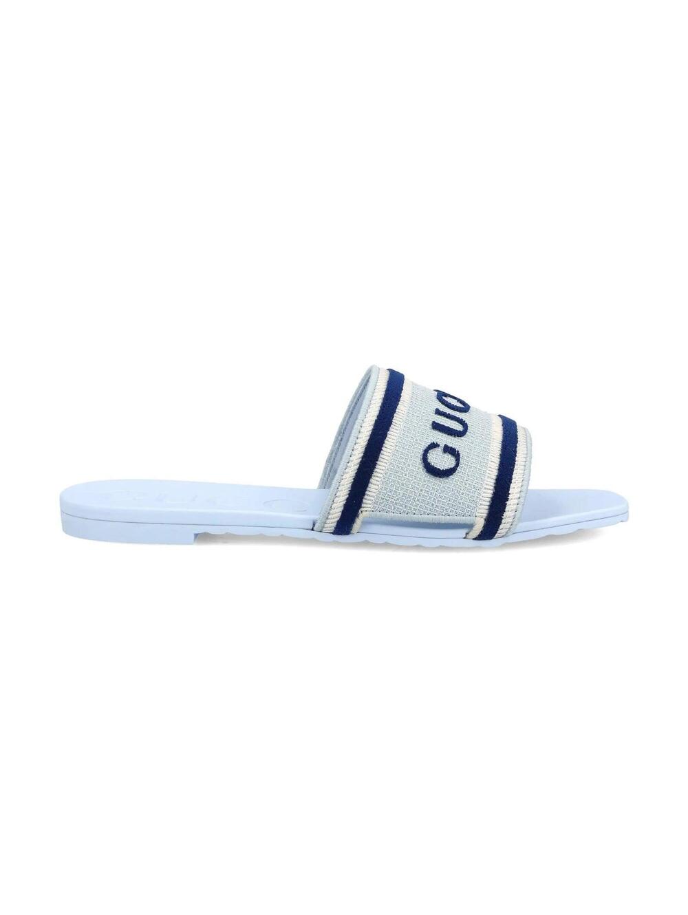 Gucci logo Striped Slide Sandals(PLEASE REQUEST YOUR SIZE BEFORE PURCHASING) - Picture 1 of 2
